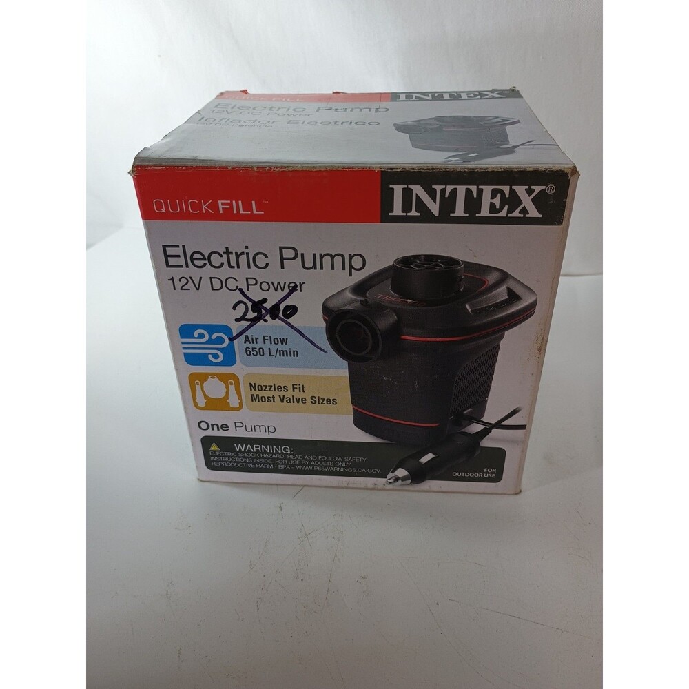 Intex Quick Fill DC Power 12V Electric Air Pump Car Plug With 3 Nozzles Camping